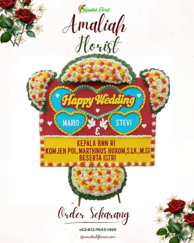 Karangan Papan Bunga Pernikahan di Sikayu